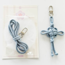 전통 동심결 매듭 비즈 키링 만들기 키트 DIY 공예 실 끈 세트 12종 [재료 가방 장식 백 참 한국적인 외국인 친구 선물 노리개 한국 기념품 체험 마크라메 템], 5. 기본 청색, 1개