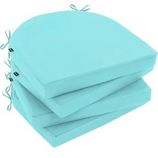 Topotdor 야외 의자 쿠션 2개 세트 43.2 x 40.6 5.1cm(17 16 2인치) 가구용 방수 파티오 쿠션 라운드 코너 시트 색상 견뢰도 패드 타이 포함 그, 19"x19"x3"(4 Pack-U Shaped), 청록색