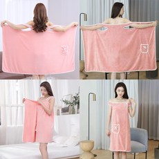퀵흡수 극세사 숄더 샤워타올가운 골프라운딩 샤워가운 목욕원피스, 2개, 핑크