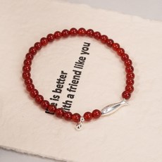 오누이디스플레이 천연마노 원석 팔찌 925실버 물고기 포인트 데일리 커플 우정 팔찌