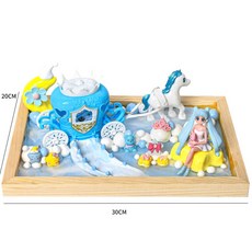 臺灣熱銷 新款微景觀 兒童手工diy材料包製作滴膠沙盤小夜燈場景男女孩玩具, 馬車樂園【20*30大框 帶燈 帶滴膠】, 1個