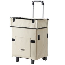 다믈레 접이식 장바구니 휴대용 캐리어 쇼핑 카트, 아이보리, 1개