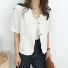 심플 데일리 노카라 디자인 반팔 자켓 sur67831SN