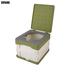 DFMEI PU坐墊寶寶摺疊馬桶車載兒童坐便器便攜尿壺嬰兒坐便器戶外馬桶, 軍綠色:如圖