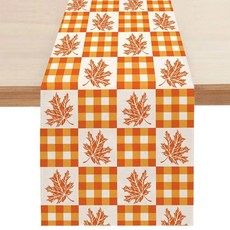 가을 추수 감사절 호박 리프 리넨 테이블 러너 파티 장식