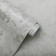 구바나 그레이 콘크리트 벽지 필 앤 스틱 그레이 시멘트 벽지 인조 질감 라임워시 페이퍼, Black, 15.7" x 394"
