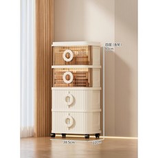 Zolmik 대용량 리빙박스 가정용 다용도 이동식 수납 정리함, 베이지+투명