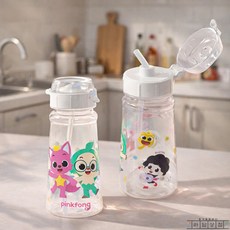 라담상점 핑크퐁 스트로우물병450ml 빨대물컵