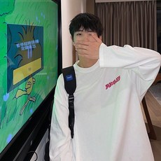 長袖T恤男秋季字母印花潮流學生寬鬆內搭打底衫上衣外穿