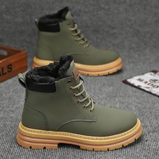 雪靴男冬季戶外登山滑雪雪地靴加絨保暖靴子防滑防水厚底登山鞋韓國男士黑色高筒寬楦休閑鞋舒適大尺碼輕便慢跑鞋防寒增高軟底鞋子, 규격 없음, 綠色