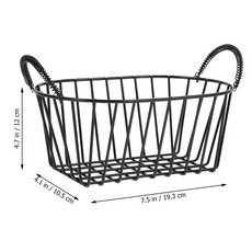 Iron Fruit Basket Small Wire Baskets Vintage Metal Storage Bread for Serving Desk Vanity Organizing, Black, 1개