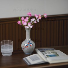 仿古陶瓷小花瓶，哥窯桌面花器，水培綠蘿富貴竹適用，客廳擺件清倉, 1#開片蟬翼紋#梅瓶【吉利】