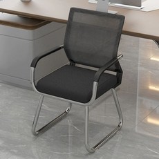 회의실 의자 철제 바퀴없는 사무실 쿠션 두꺼운 갈색PU 체어 가죽의자, M. 강화 및 업그레이드된 전기 도금 다리 블랙 메시와