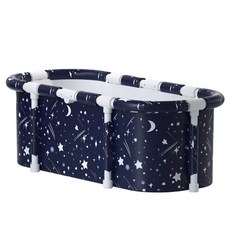 可摺疊成人兒童浴盆 加厚免安裝 星空藍, 星空藍 免安裝, 1個