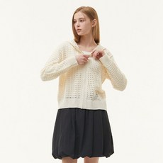 플라스틱아일랜드 후드집업 그물 니트 가디건 PQ3KG901