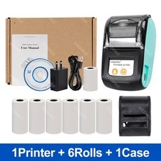 GOOJPRT 휴대용 미니 열전사 프린터 무선 PT 210 영수증 POS 블루투스 윈도우, 플러그, BL Add 6Rolls 1Case