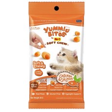 Yummie Bites 軟嚼雞肉貓零食, 1個, 咪歐搖咪丸-雞肉鮭魚(10g*3條)