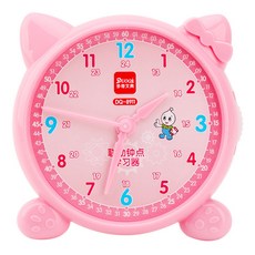 一至三年級課本同步時鐘教學具，聯動鍾點學習器，認識鐘錶和時間模型，趣味學習時間, 1個, 三針聯動鐘點教具粉紅