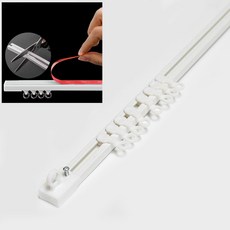 아이베란다 무타공 커튼레일 접착식 연장가능 레일 세트 1M, 측면 벽(측면롤러8개 및 캡2개), 필요없음