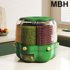 MBH 원터치 진공쌀통 가정용 잡곡 수납함 방습 방충 회전쌀통 10kg, B
