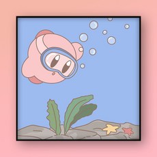 DIY 디지털 유화 핸드메이드 컬러 채우기 별의 커비 거실 그림, A326, 20*20【원목내부프레임】, 1개