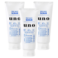 시세이도 우노 맨즈 휩 워시 스크럽, 3개, 130g