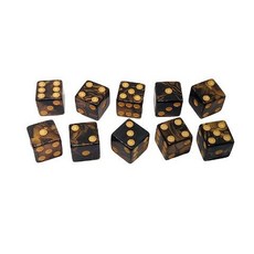 炫彩點數骰子 酒吧骰寶 團康派對必備 彩色數字骰子 棋牌遊戲解壓骰子, 黑金 10顆, 1個