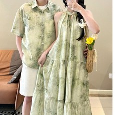 커플 시밀러룩 티셔츠 반팔 호캉스 드레스 패밀리룩 휴양지 하와이안 원피스 여행 웨딩촬영 긴팔