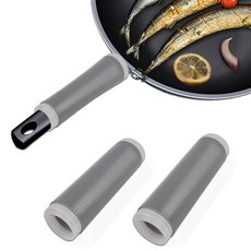 미즈코스 프라이팬 내열 손잡이 핸들 커버 실리콘 팬 압축튜브, 2개, 대