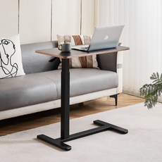 아우스 유압식 높이조절 테이블 이동식 사이드테이블 사이드데스크 침대책상 소파책상, 블랙