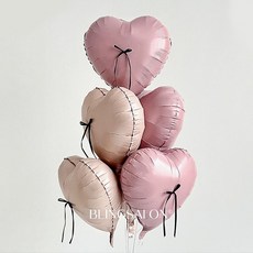 블링살롱 리본 포인트 하트 알루미늄 스탠드 풍선세트 6P 생일파티 프로포즈 셀프촬영, 라이트핑크+로즈핑크