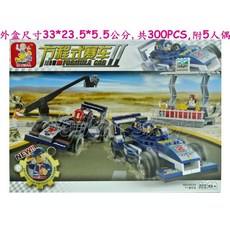 寶貝玩具屋 小魯班B0355兩入賽車組 F1賽車系列實況轉撥 300PCS小顆粒積木, 1個