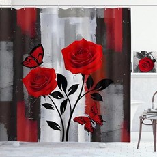 ZCHOMI 발렌타인 데이 샤워 커튼 핑크 레드 스위트 러브 하트 로맨틱 걸리 욕실 커튼 방수 폴리에스터 원단 목욕 커튼 182.9 x 182.9cm(72 x 72인치) 후크