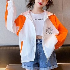 besteffie 여아 경량 방풍 방수 자외선 차단 캐주얼 바람막이 후드 짧은 아우터 청소년용 14세 이상
