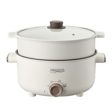 BRSDDQ多功能電煮鍋 三檔調溫 蒸煮燉多功能料理鍋, 棕白, 002