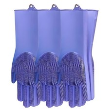 Market Pio 矽膠多功能菜瓜布手套, 紫色, 3套