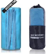 여행용 마이크로 화이버 타월 스포츠 건조 슈퍼 흡수성 목욕 비치 소프트 경량 요가 수영 체육관, [04] 80x160cm, [02] light blue, 1개