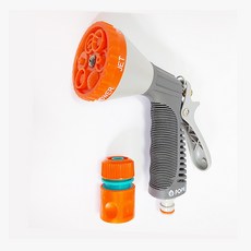 POPE 六段式金屬水槍 六種水花模式洗車灑水槍, 橘色，灰色, 20cm