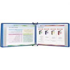 PROPFE벽걸이 참조 정리함 카탈로그 디스플레이 랙 벽걸이 A4 포스터 플립북 5개의 패널과 10개의 포켓이 있는 PVC 및 금속 문서 바인더, Blue