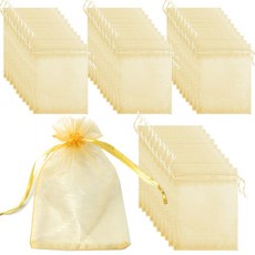 밀크 망사주머니 망사 파우치 다용도 복주머니 선물 포장, 100개, 럭셔리골드