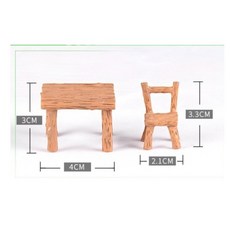 園藝方形桌椅三件組，微景觀多肉植物苔蘚盆栽擺件，DIY花盆裝飾品，園藝水族造景拍攝道具