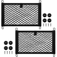 LIUXDIV 자동차 트렁크 네트 정리용 메시 카고 2팩 포켓 보관 오거나이저 파우치 백 트럭 SUV 보트용 장착 나사 및 후크 8개 포함25 x 45cm9.8 17.7인, M(25x45cm)
