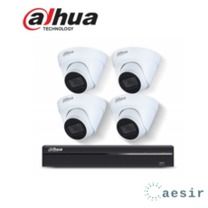 다후아 IP NVR1104HS-P-S3/H NVR 1대+IPC-HDW1260T-S6(3.6mm) 4대 200만화소 돔카메라 4대 CCTV 패키지, 1TB