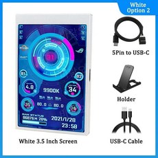 컴퓨터 보조 모니터 3.5인치 미니 디스플레이 IPS USB, 3.5인치 Kit 화이트 2