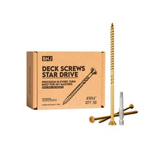 BNJ 50개 #10 x 4인치 나무 나사 T25 스타 드라이브 데크 방청 에폭시 코팅 홈 수리 세트 튼튼한 긴