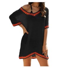 Ogfaour 비치원피스 수영복위에 입는 여름 리조트 해변웨어 시스루 커버업니트, 옵션3