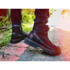 【ACOOL鞋庫文創】車靴 防摔鞋 重機靴 帶跟增高 復古美式 車縫不脫膠 真皮 哈雷