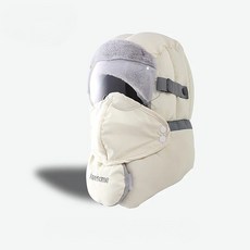 썬HOME 5 IN 1 방한모자 스키모자 기모모자 군밤모자 남녀공용 고글포함, 1세트, 베이지