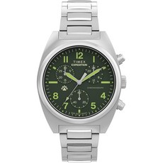 Timex Men's Expedition Capstone Chronograph 41mm Watch - Silver-Tone Bracelet Green Dial Silver-To, Timex Men's Expedition Capston