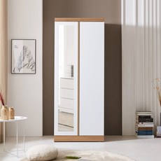 솜씨방가구 E0 로즈키높이 800 거울 옷장, 내추럴화이트